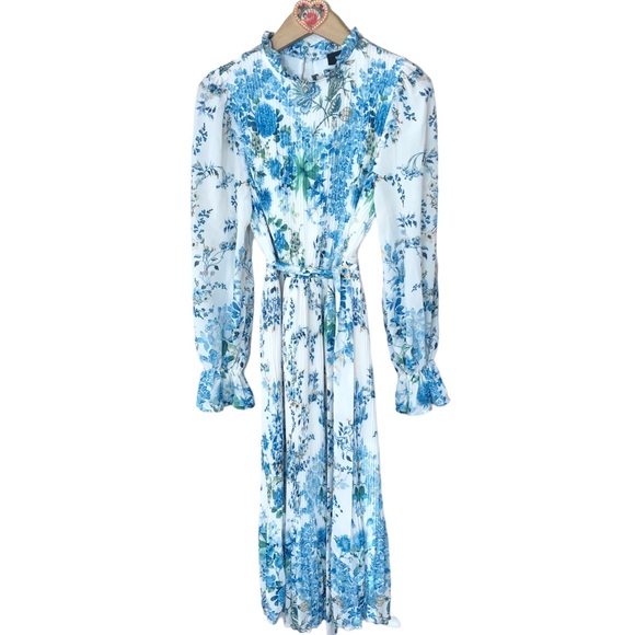 VICI Tempe Floral Ruffle Pleated Midi Dress S - Picture 5 of 14